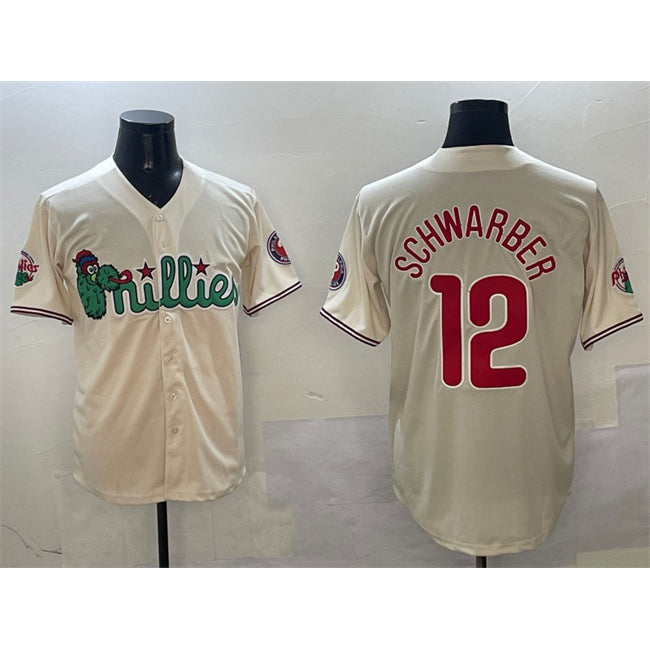 Philadelphia Phillies #12 Kyle Schwarber Cream Jermy Phanatic Limited Stitched Jersey