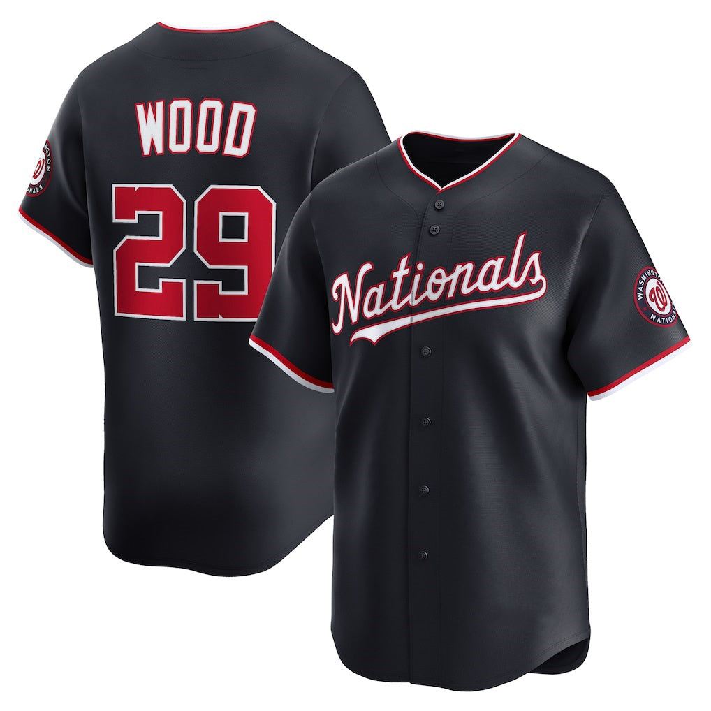 Washington Nationals #29 James Wood Navy Jermy Alternate Limited Player Jersey