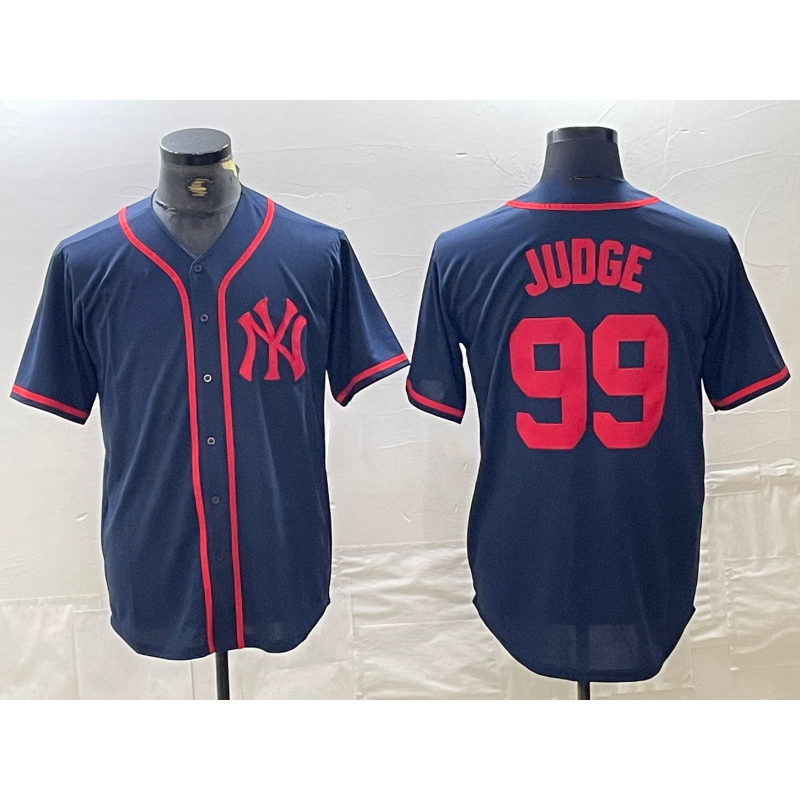 New York Yankees #99 Aaron Judge Navy Red Jermy Fashion Cool Base Jersey