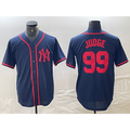 New York Yankees #99 Aaron Judge Navy Red Jermy Fashion Cool Base Jersey