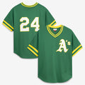 Oakland Athletics #24 Rickey Henderson Mitchell & Ness Green Jermy Authentic Batting Practice Jersey 2