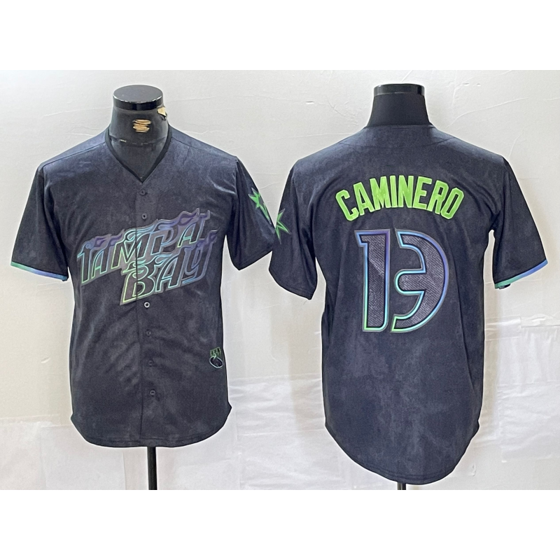 Tampa Bay Rays #13 Junior Caminero Charcoal Jermy 2024 City Connect Limited Stitched Jersey