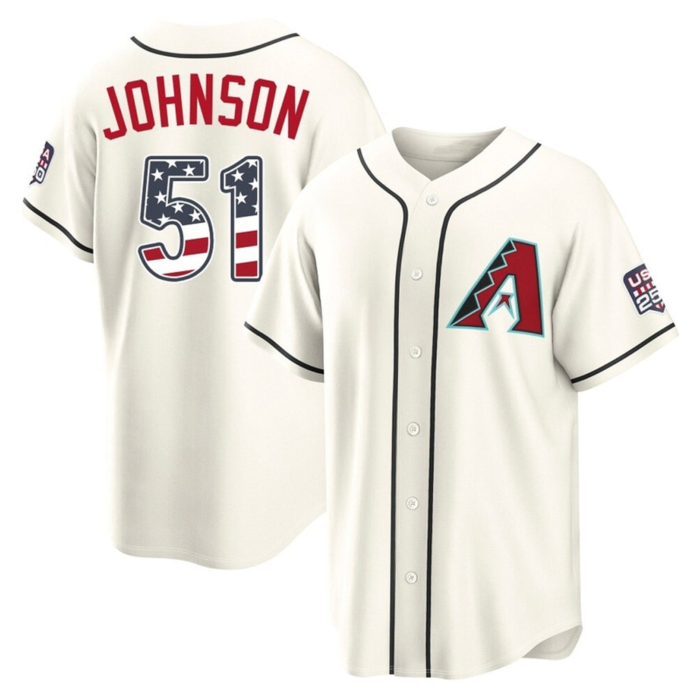 Arizona Diamondbacks #51 Randy Johnson Player Cream Jermy USA 250 Fourth of July Home Game Stitched Jerseys