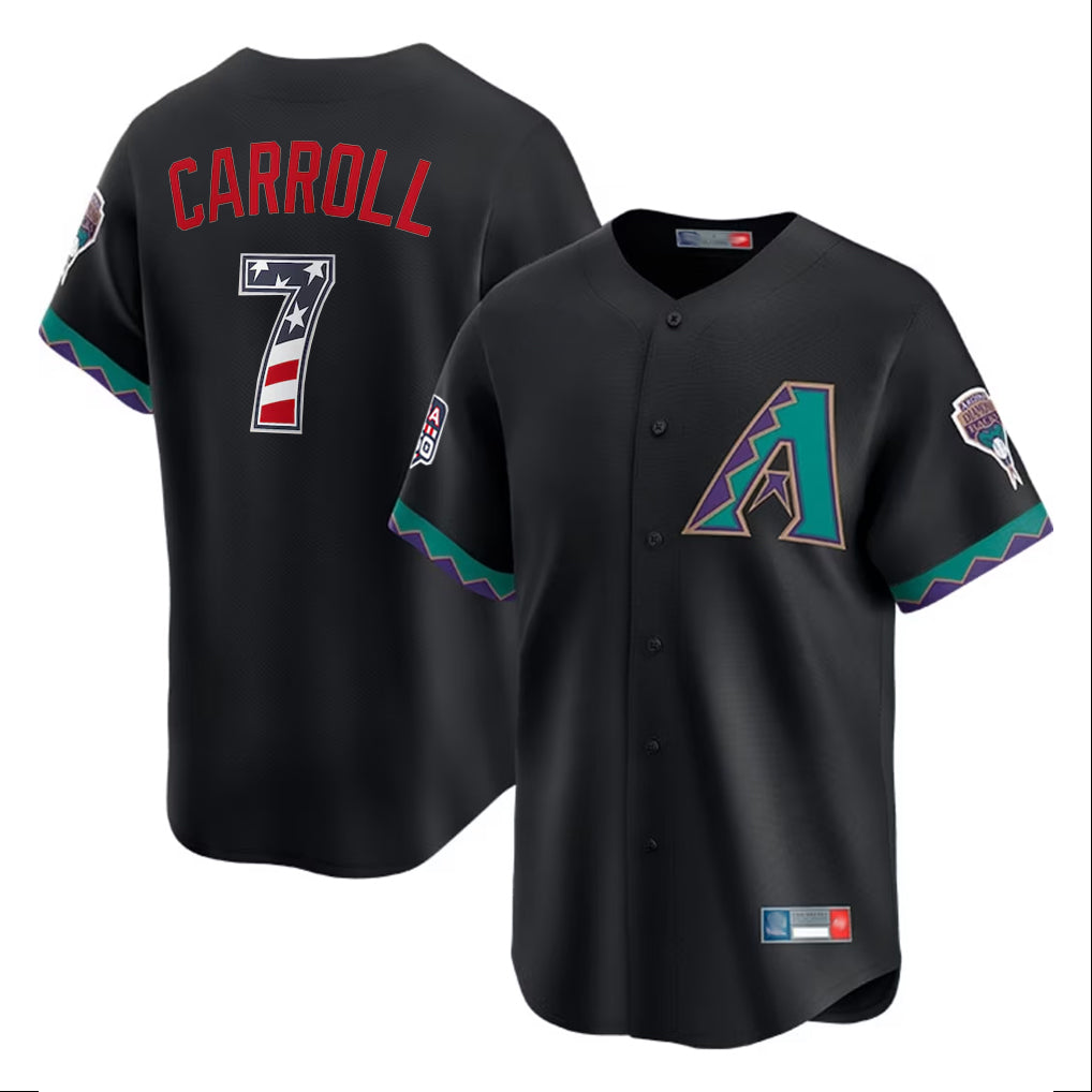 Arizona Diamondbacks #7 Corbin Carroll Player Black Jermy USA 250 Fourth of July Home Game Stitched Jerseys