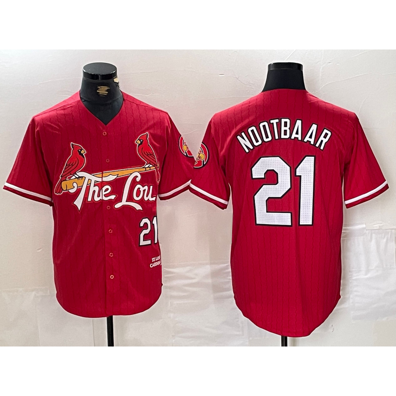 St. Louis Cardinals #21 Lars Nootbaar Red Jermy 2024 City Connect Limited Stitched Jersey