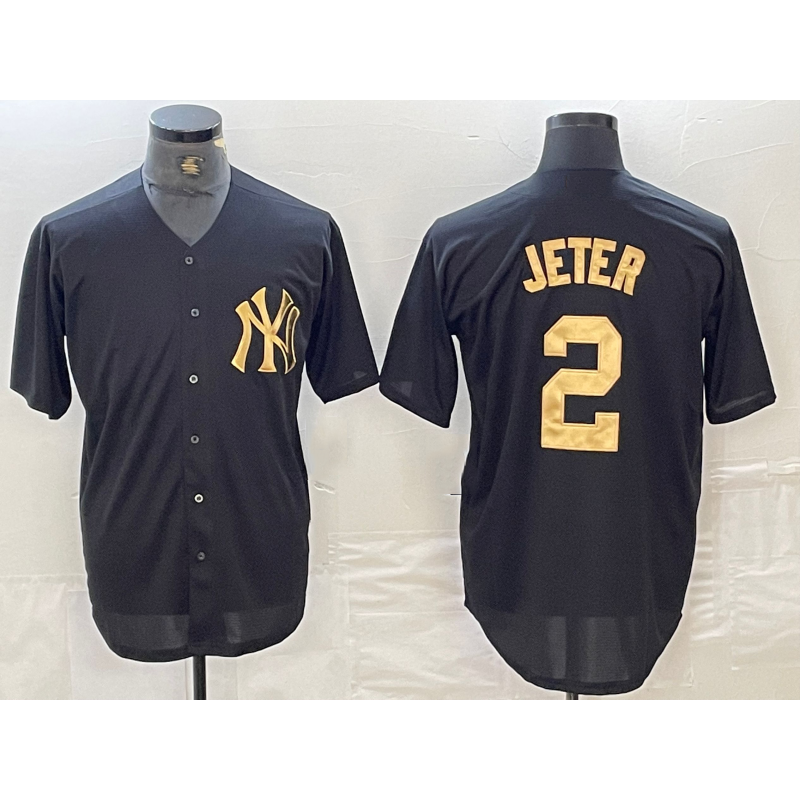 New York Yankees #2 Derek Jeter Black White Jermy Cool Base Stitched Jersey