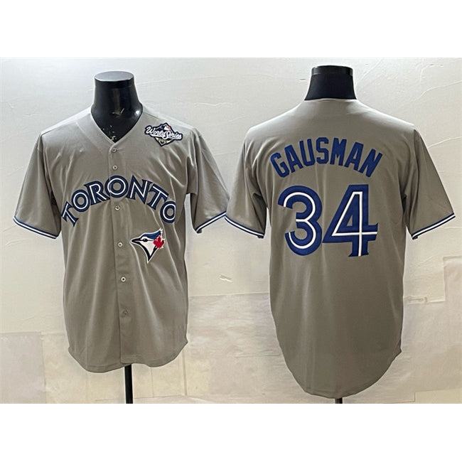 Toronto Blue Jays #34 Kevin Gausman Gray Jermy 2025 World Series Cool Base Stitched Jersey