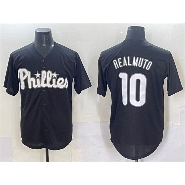 Philadelphia Phillies #10 J.T. Realmuto Black Jermy Lights Out Limited Stitched Jersey