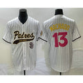 San Diego Padres #13 Manny Machado White Jermy Pinstripe 2023 City Connect Cool Base Stitched Jersey