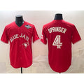 Toronto Blue Jays #4 George Springer Red Jermy 2025 World Series Cool Base Stitched Jersey