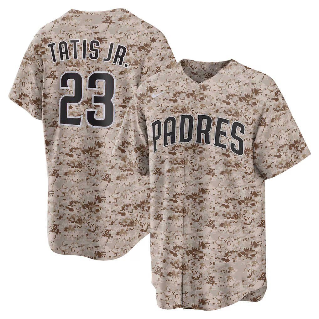San Diego Padres #23 Fernando Tatis Jr. Camo Jermy USMC Alternate Replica Player Jersey