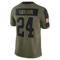W.Football Team #24 Antonio Gibson Olive Jermy Salute To Service Limited Player Jersey