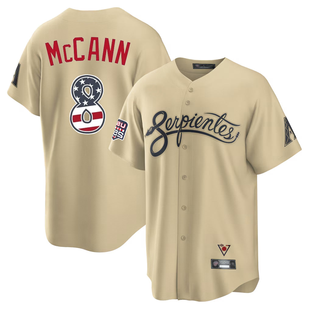 Arizona Diamondbacks #8 James McCann Player Tan Jermy USA 250 Fourth of July Home Game Stitched Jerseys