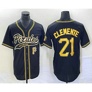 Pittsburgh Pirates #21 Roberto Clemente Number Black Jermy Cool Base Stitched Jersey 1