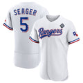 Texas Rangers #5 Corey Seager White Jermy 2023 World Series Flex Base Stitched Jersey