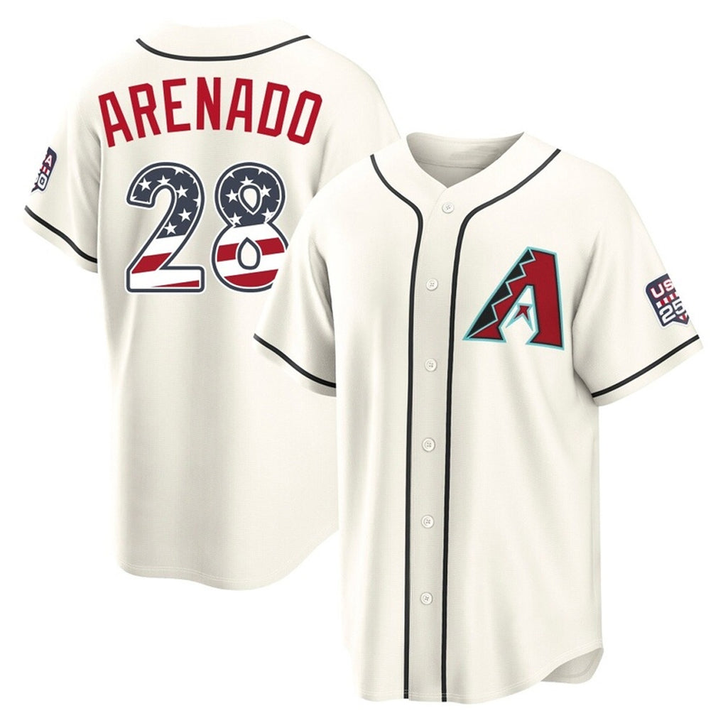 Arizona Diamondbacks #28 Nolan Arenado Player Cream Jermy USA 250 Fourth of July Home Game Stitched Jerseys
