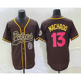 San Diego Padres #13 Manny Machado Brown Jermy NEW 2023 City Connect Cool Base Stitched Jersey