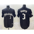 Philadelphia Phillies #3 Bryce Harper Black Jermy Gothic Vapor Limited Stitched Jersey