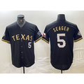 Texas Rangers #5 Corey Seager Number Black Gold Jermy Cool Base Stitched Jersey
