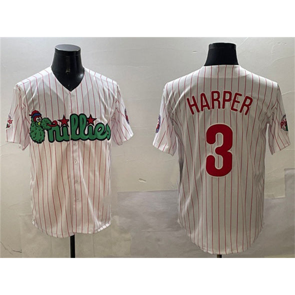 Philadelphia Phillies #3 Bryce Harper White Jermy Phanatic Cool Base Stitched Jersey
